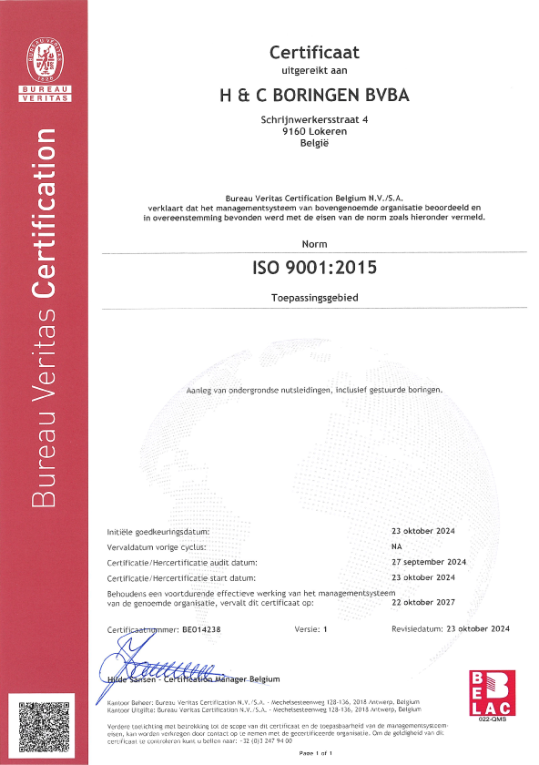 H&C Boringen - SCAN Certificate BE014238 22332437 H & C BORINGEN ISO 9001 2024 2027